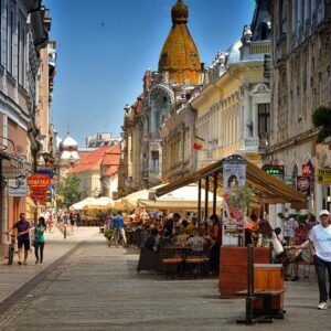 Oradea is full of shops, restaurants and cafes